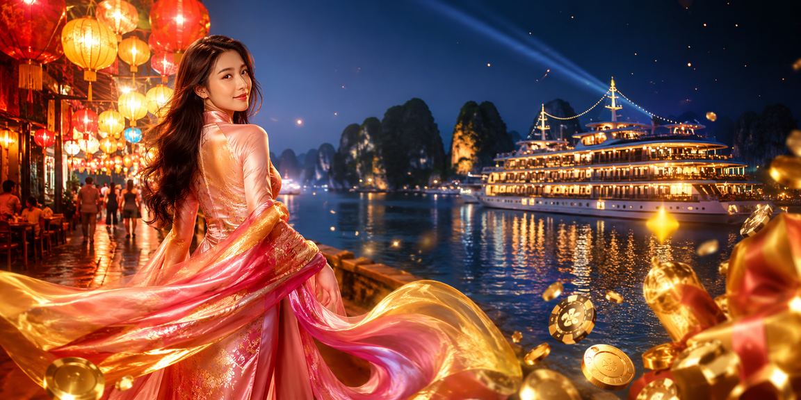 Người phụ nữ áo dài tham gia giải trí casino và xổ số tại Hạ Long Bay